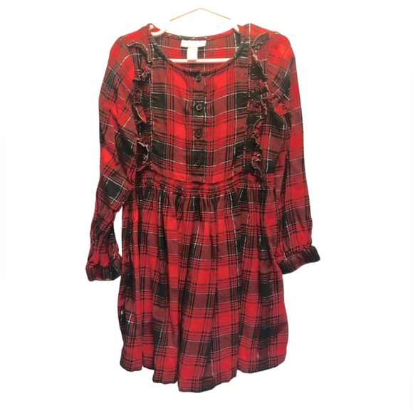 Cat & Jack Other - Cat & Jack long sleeve Buffalo plaid ruffle dress, XS (4/5) and S (6/6X)